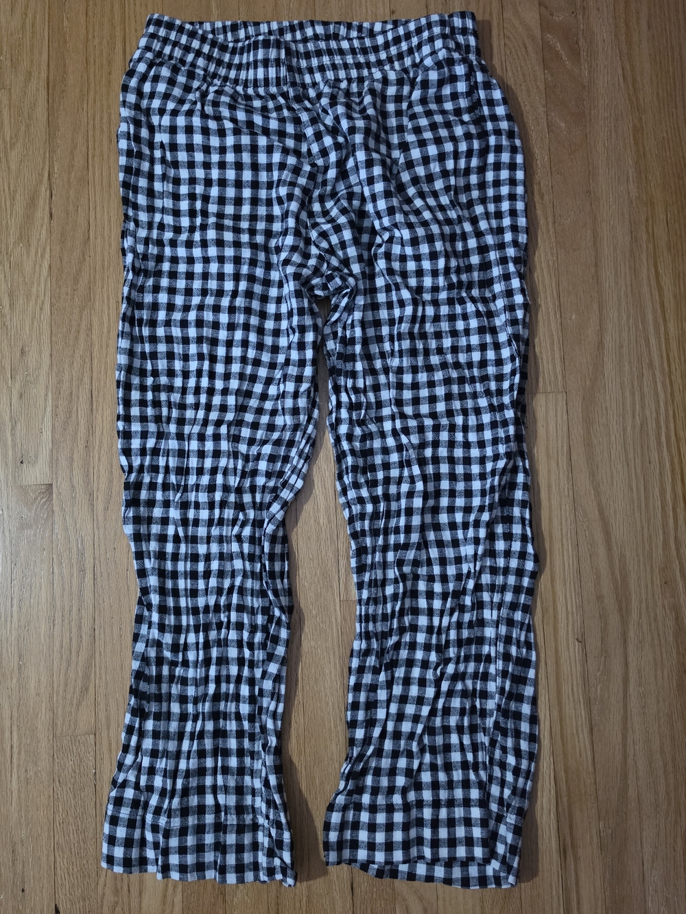 Old Navy Black and White Gingham Straight Leg Linen Pants